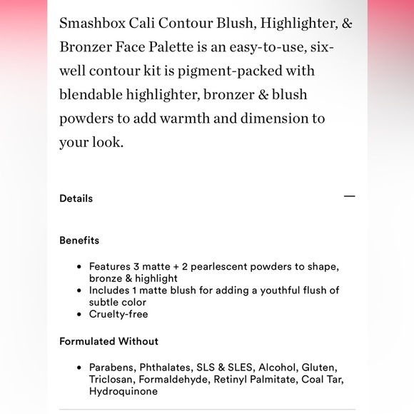 Smashbox Cali Contour Blush, Highlighter, & Bronzer Face Palette (light/medium) - Picture 15 of 15